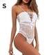 thumbnail image 1 of Body de encaje sexy para mujer Ropa de dormir Ropa interior de malla con vendaje en V profundo, Blanco, S Vogacara XX000221-01, 1 of 7