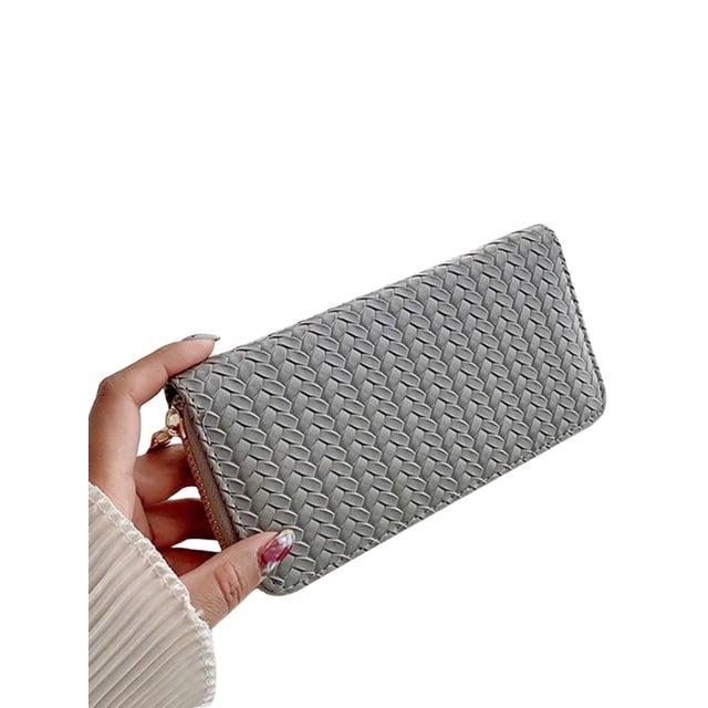 xiaxaixu Women?s Zip Around Long Wallet, Woven Pattern Large Clutch Purse