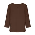 thumbnail image 6 of SBYOJLPB Women's Top 3/4 Sleeve V-Neck Solid Color Tops, 6 of 7