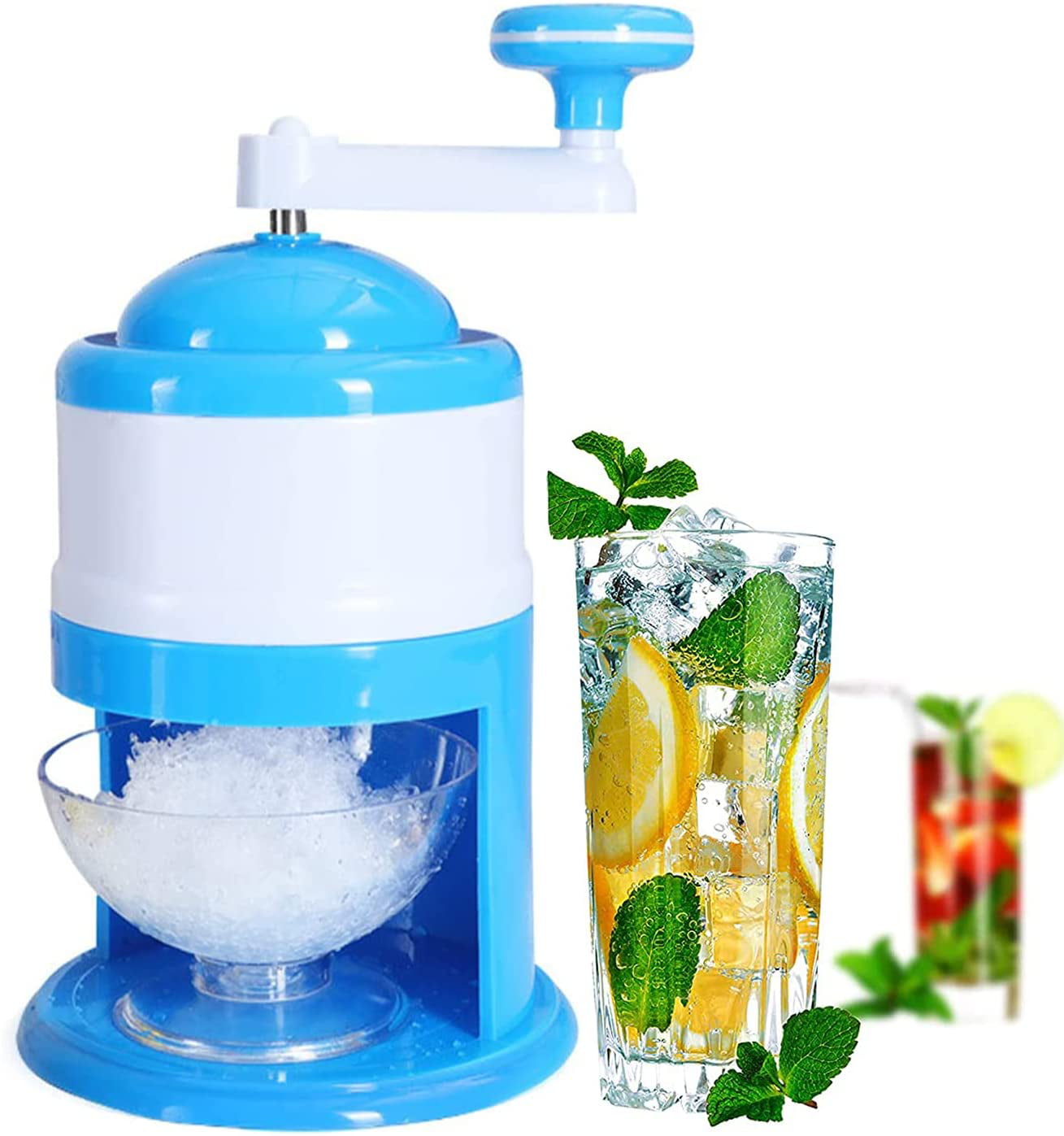 Mini Manual Ice Shaver Hand Crank Ice Crusher Machine Shaved Ice Maker for Cocktails Drinks Desserts 