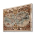 thumbnail image 2 of Designart 'Vintage Map of The World VIII' Vintage Print on Natural Pine Wood, 2 of 5