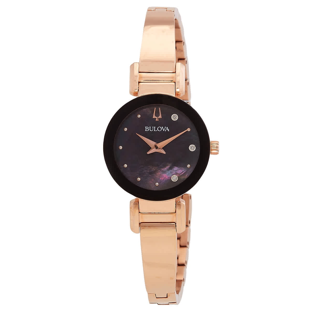 Bulova Women\'s Diamond Accent Black Leather Strap 98P225 Bulova Women main image 3