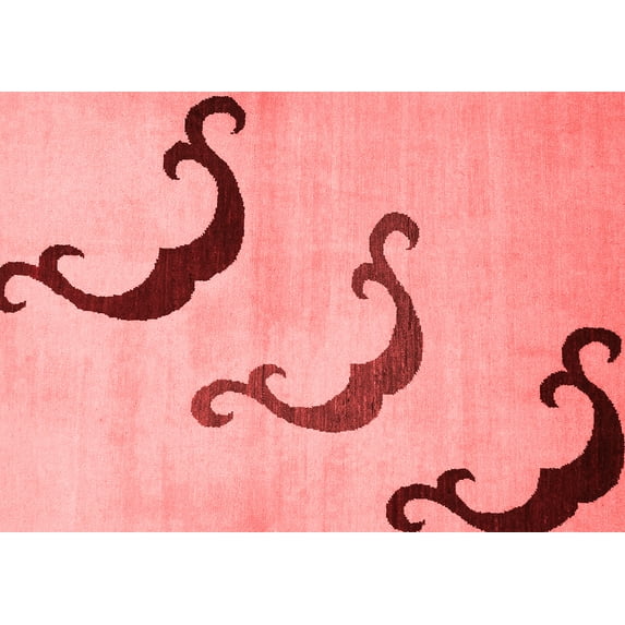 Ahgly Company Machine Washable Indoor Rectangle Abstract Red Modern Area Rugs, 4' x 6'