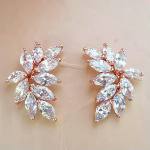 Pretty Cubic Zircon Wedding 925 Silver,Rose Gold Stud Earring Jewelry A Pair
