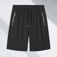 thumbnail image 3 of Gpoecd Women's Plus Size Lightweight Solid Athletic Breathable Ice Silk Sweatpant Shorts for Casual Running 5 Inch Inseam Flexible Knit Cargo Sweatpants for Women 06_Black,L, 3 of 3