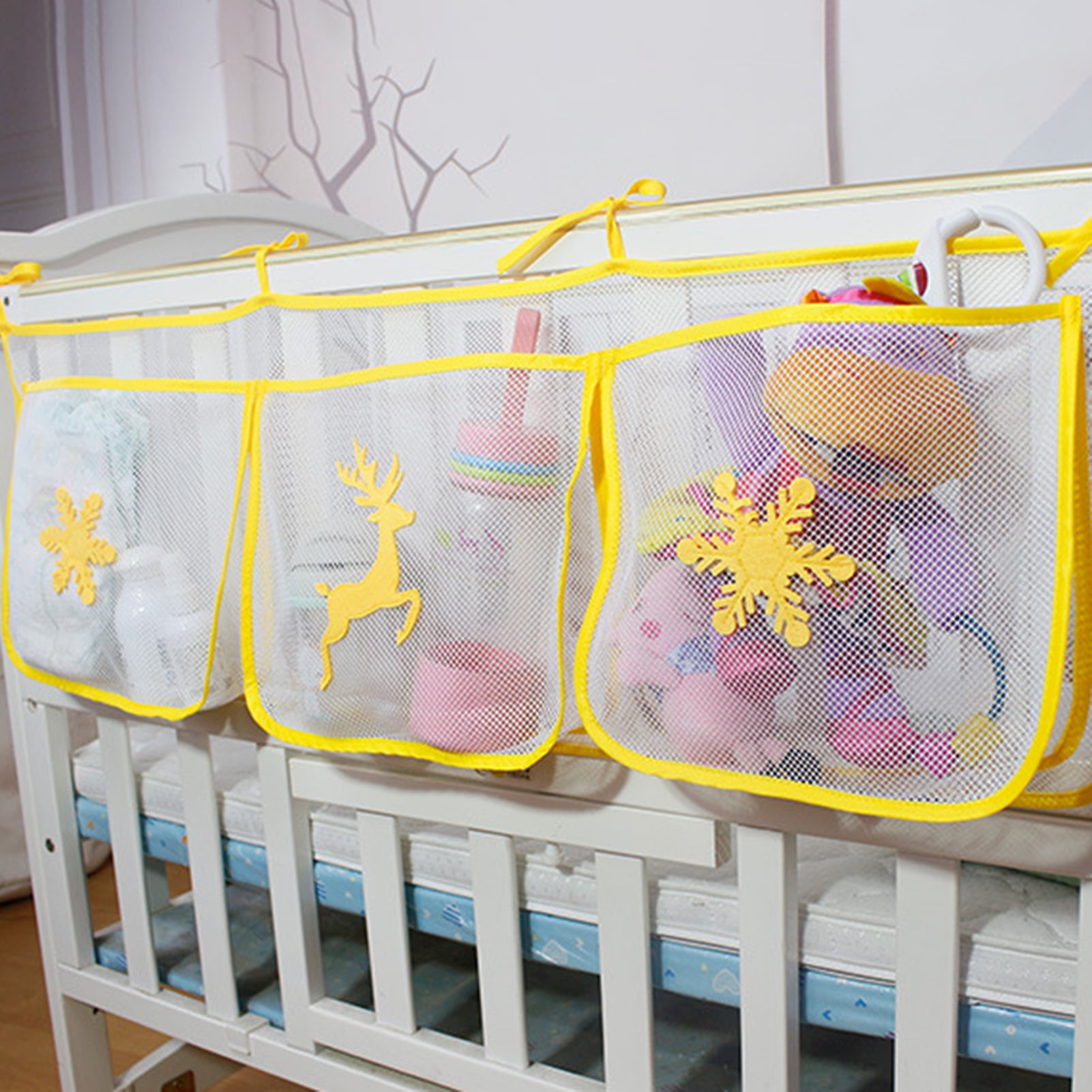 Baby Cot Bed Crib Nursery Hanging Storage Organizer Bag for Toy Diaper Clothes 