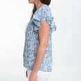thumbnail image 6 of Elsie & Zoey Petra Large Twilight Ruffle Short Sleeve V-Neck Blouse for Women, 6 of 8