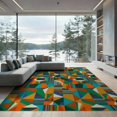 thumbnail image 2 of ODIKA 8'x10' Washable Area Rug Durable, Non-Slip Mid Funky Century Segmented Contrast Statement Bold Vibrant Abstract for Living Room, Under Sectional, Family, 2 of 7