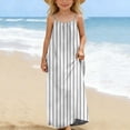 thumbnail image 6 of CIAKGIAF Big Girls Dresses Summer Halter Striped Loose Cute Comfortable Dresses Gray for 7 Years, 6 of 9
