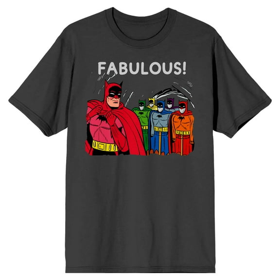 Batman Fabulous Man in Mask Men's Charcoal T-shirt-XXL
