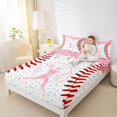 thumbnail image 3 of Erosebridal Pink Dripping Baseball Stitch & Batter Silhouette Graphic Queen Sheet Sets 4 Pieces, Sport Graphic Bed Set for Girls Kids,Breathable Home Decor, 3 of 5