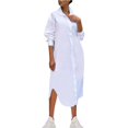 thumbnail image 2 of Gspmoly Robes Décontractées pour Femmes, Robe Mode pour Femmes à Col Rabattu Ample en Coton et Lin à Manches Longues Ajustée à Taille Haute Robes d'Été pour Femmes Offres Hebdomadaires, 2 of 8