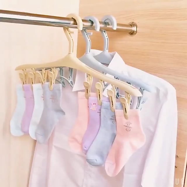 Organizador multifunción para perchas con clips | Ropa interior, calcetines y sujetadores desmontables de 8 pinzas secándose | Gancho giratorio a 360° a prueba de viento | Almacenamiento de armarios