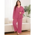 thumbnail image 6 of SHOWMALL Women's Plus Size Pajama Sets Long Sleeve Button Down Sleepwear 2-Piece Loungewear with Pockets, 6 of 7