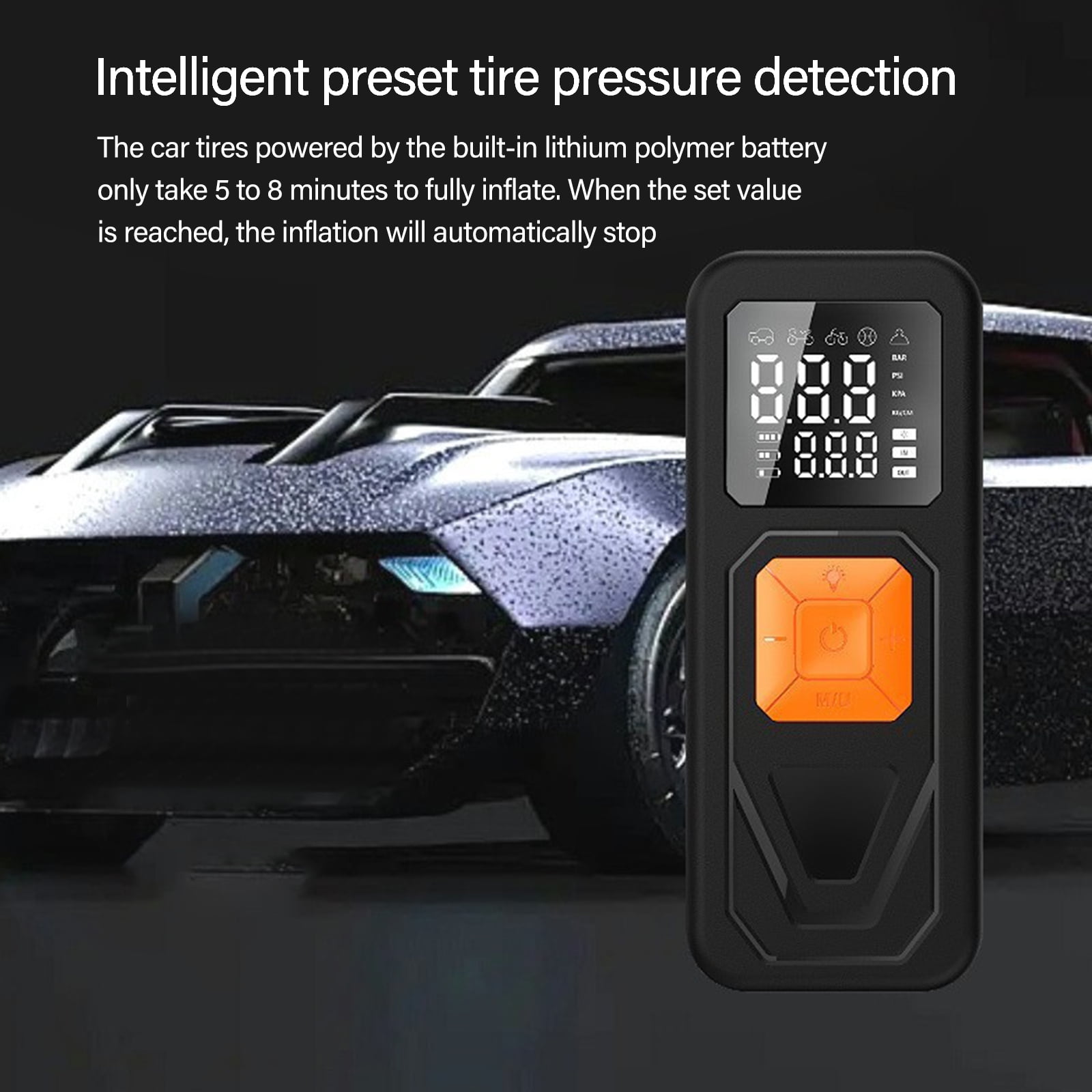 Tire Inflator Portable Air Compressor, 72W Portable Air Pumps, Accurate Pressure LCD Display,Car Bike