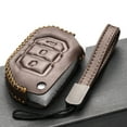 thumbnail image 4 of Vitodeco Genuine Leather Flip Key Fob Case Cover Protector Compatible for Jeep Wrangler, Gladiator (2018 - 2026 Models)  (3-Button, Black/Red), 4 of 5