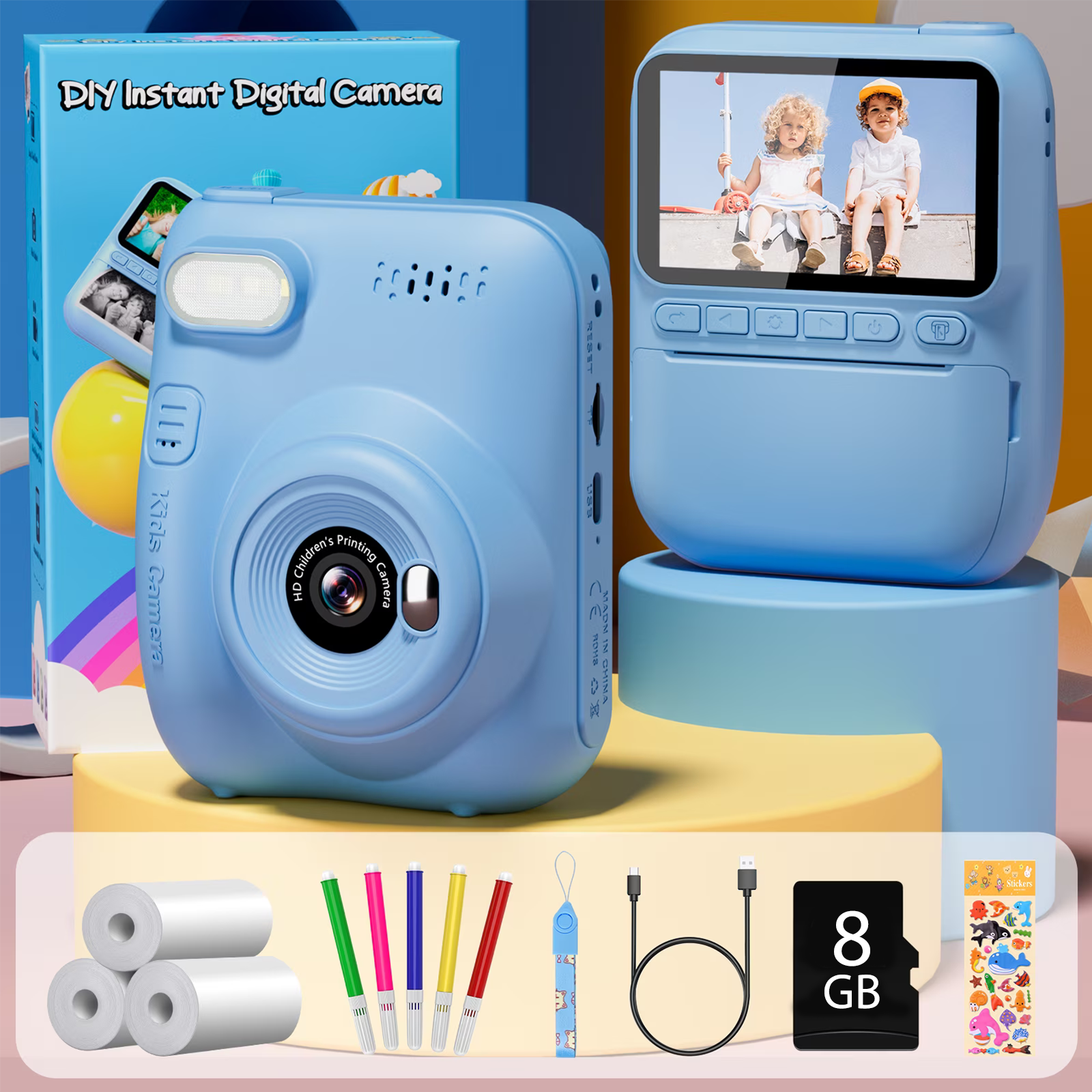 Gofunly Instant Print Camera Kids 1080P Blue photo 4