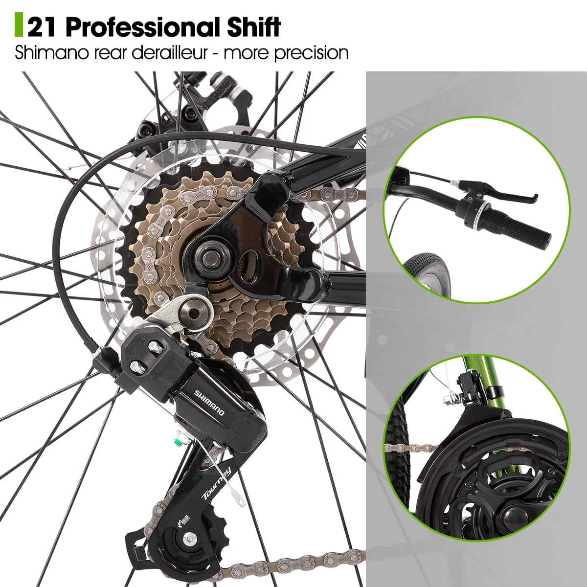 Hiland Full-Suspension Mountain Bike, Shimano 21 Speeds, 26 Inch Wheels, for Men Women MTB Bicycle Trail Bike, Green