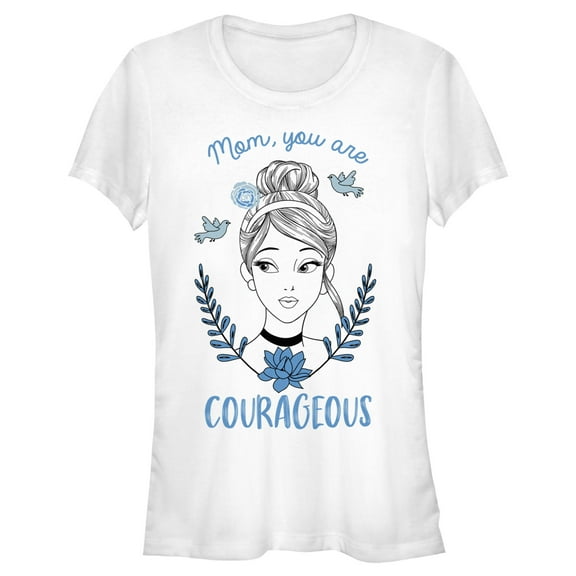 Junior's Cinderella Courageous Mom Graphic Tee White Large