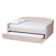 thumbnail image 3 of Baxton Studio Lennon Modern and Contemporary Pink Velvet Fabric Upholstered Full Size Daybed with Trundle, 3 of 7