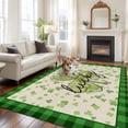 thumbnail image 2 of St. Patrick's Day Area Rugs 6'x9', Washable Small Throw Rugs for Kitchen Dining room, Spring Lucky Shamrock Retro Green Plaid Indoor Outdoor Rug Non-Slip Low Pile Carpet Runner Reversible Floor Mats, 2 of 8