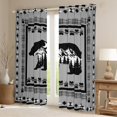 thumbnail image 2 of Feelyou Western Jungle Bear Black Out Curtains, Grey Triangle Aztec Curtains Pack of 2 (42x63 Each), Woodland Wildlife Animal Bedroom Curtains, Blackout Curtains Bedroom Decor, 2 of 6