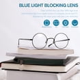 thumbnail image 2 of Gafas Pro Acme Retro con montura redonda de metal, color azul, bloqueo de luz, 2 of 5