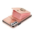 thumbnail image 3 of Compatible with Samsung Galaxy S22 Wallet Case, PU Leather Case with Card Holder, 360° Rotation Ring Kickstand, Shoulder Strap, Magnetic Snap Protective Case Designed for S22, Rosegold, 3 of 7