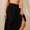 thumbnail image 6 of Wutalume Women's Midi Skirt with Deep Pockets, Pleated Design, Elastic Waistband, Flowy A-Line Skirt for Casual, Office, and Weekend Outfits,Black XL, 6 of 6