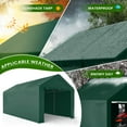 thumbnail image 6 of ECOLINEAR Carport 10x20 ft Heavy Duty Carport, Outdoor Potable Garage with Removable Sidewalls & Zipper Doors, Carport Canopy Anti UV All-Season Waterproof Tarp,Car Canopy for Cars,Boats,Green, 6 of 8