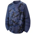 thumbnail image 2 of Men's Camo Print Color Block Shirt,Long Sleeve Crew Neck Breathable Quick Dry Clothes, Casual Athletic Fall Daily Top Dark Blue M, 2 of 6