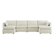 CHITA Oversized Modular Sectional Sofa Set with Storage Ottoman,Extra Large U-Shape Sofa Couch with Reversible Chaise,6 Seat Modern Modular Sofa for Living Room,Linen,146 inch Width