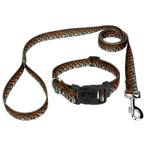 Country Brook Petz® Deluxe Bengal Tiger Stripes Dog Collar and Leash, 2XS