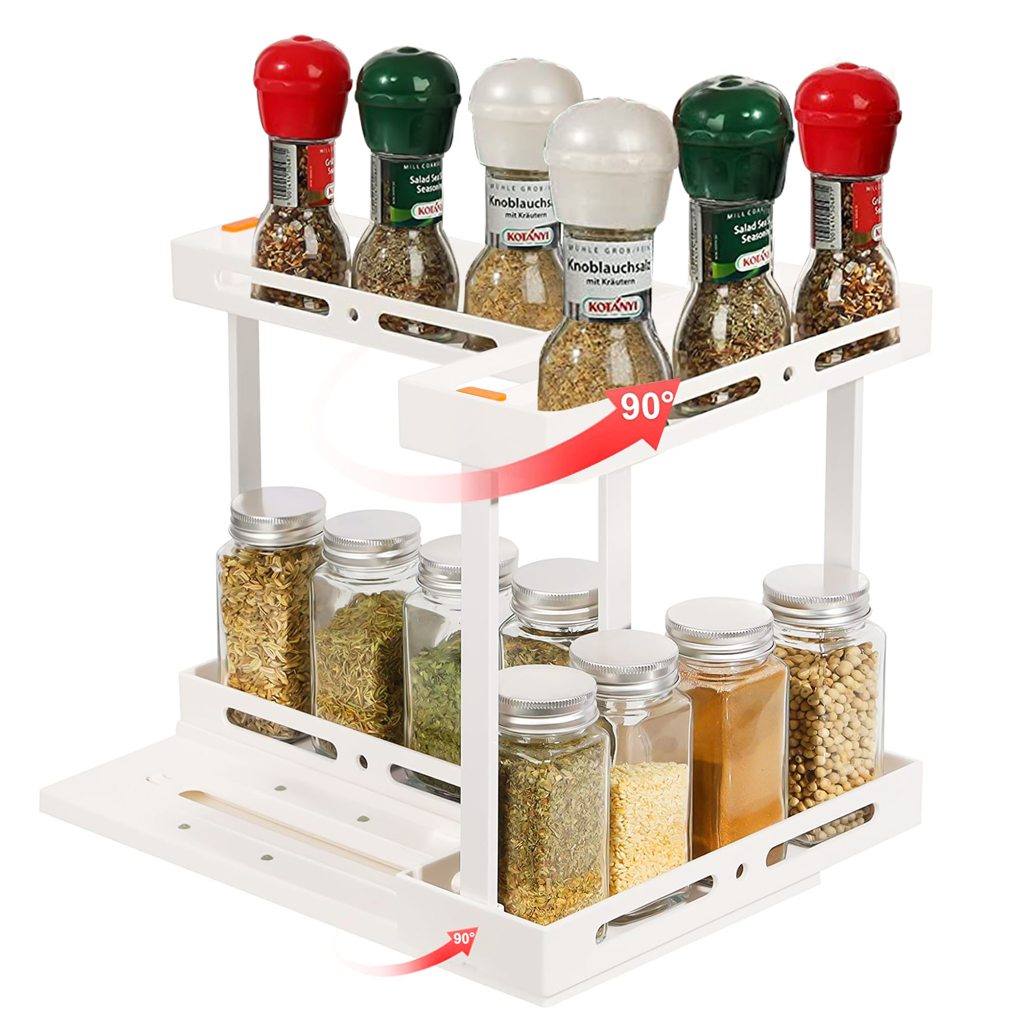 Sinfinate Pullout Rotating Spice Rack Organizer, Durable Slide Out Spice Racks Organizer, 2