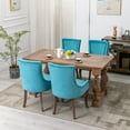 thumbnail image 4 of Dining Chairs Set of 2, LEGAHOME Blue Fabric Upholstered Dining Chairs, Mid-century Kitchen Chairs with High Back, Bronze Nail Head, Solid Wood Legs, Blue, 2 Pcs, 4 of 9