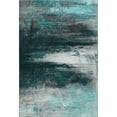 thumbnail image 2 of Addison Rugs Mayfield Premium Machine Washable Transitional Abstract Teal Rectangle Rug, 3' X 5' Machine Washable Transitional Abstract Teal Oversized Sherpa Throw Blanket, 2 of 6