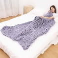 thumbnail image 1 of Chunky Knit Blanket Chenille Throw - Warm Soft Cozy for Sofa Bed Home Decor (Grey), 1 of 6