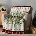 thumbnail image 2 of Christmas Plants Flannel Blanket for Bed,Travel and Camping, Winter Eucalyptus Leaves Bird Geek Super Soft Cozy Blanket for All Seasons 30"x40", 2 of 9