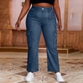 thumbnail image 6 of VBVC Women's Denim-Look Cargo Sweatpants,High Waisted Wide Leg Trousers For Women,Vintage Bootcut Pants with No Pockets or No Button,Navy,S-2XL, 6 of 9