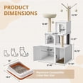 thumbnail image 4 of 2-in-1 Cat Tree with Hidden Litter Box Enclosure, Wooden Cat Tower & Litter Box Cabinet – Scratching Posts, Cat Condo Cave, Storage, Washable Cushion, 4 of 8