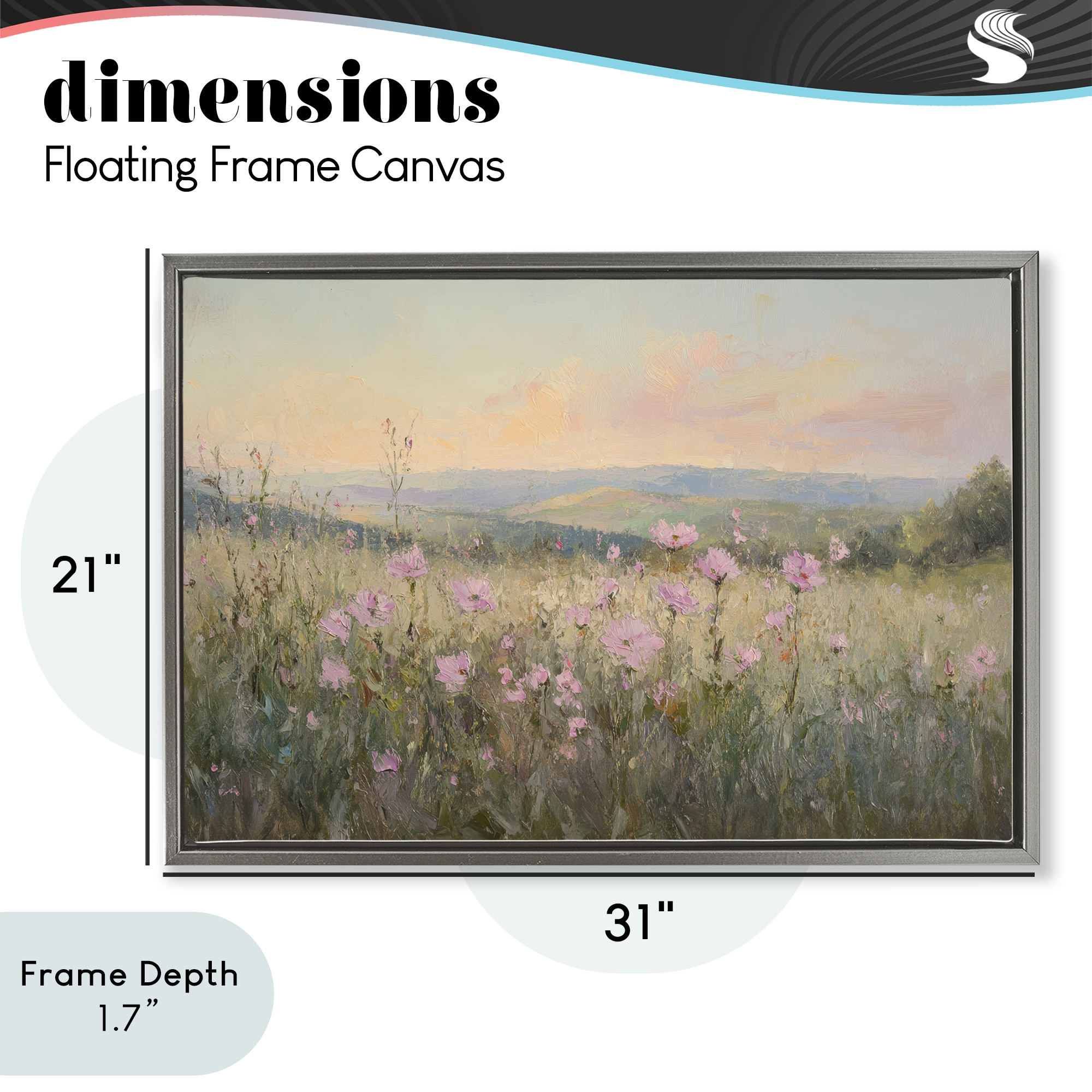 Stupell Industries Tranquil Meadow At Dawn Gray Framed Floater Canvas Wall Art, design by Petal Prints Design