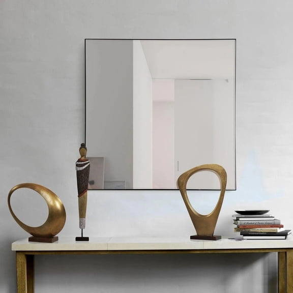 Signature Home Collection Square Wall Mirror with Slim Frame - 35.5" - Black