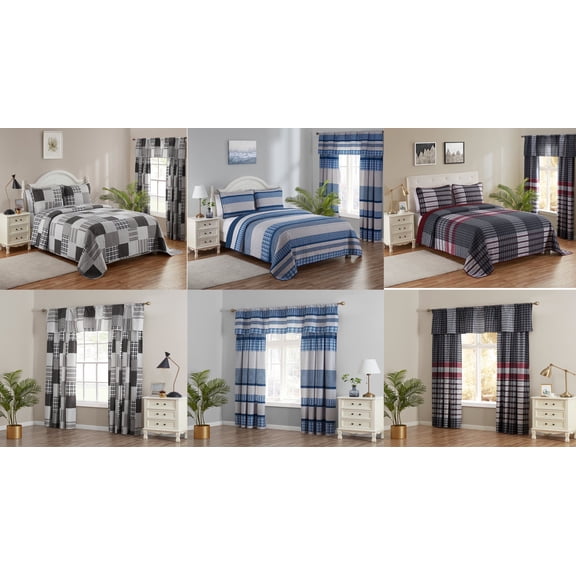 Legacy Decor 2 Pcs Quilt Reversible Bedspread Coverlet Red & Black Patchwork Design Ultra Soft Microfiber Oversized Twin, All Ages.