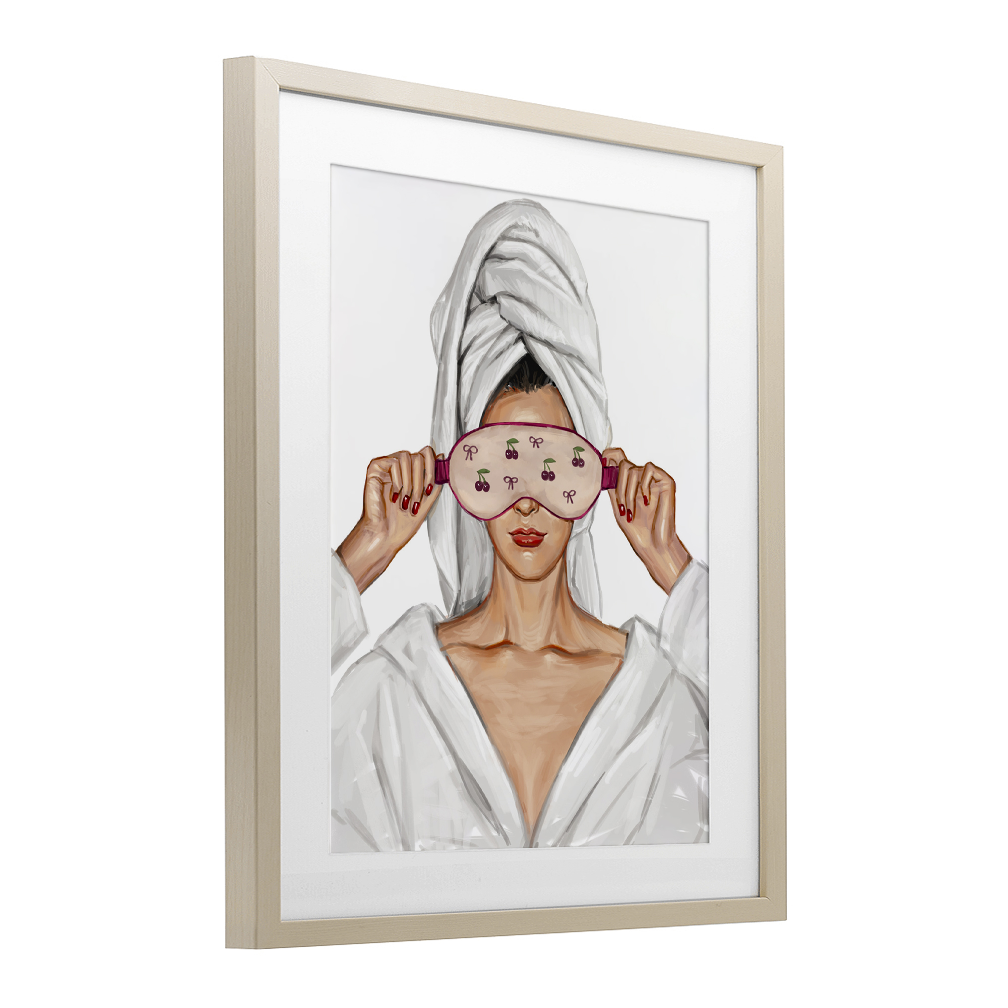 Cherry Eye Mask Fashionista Birch Framed Print Under Glass, design by Ziwei Li