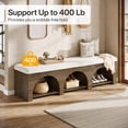 thumbnail image 4 of Finmind 63" Upholstered Entryway Bench with Arched Frame, 2-Tier Farmhouse Shoe Bench Ottoman with Shelf, for Bedroom, Hallway, Foyer, Dark Brown, 4 of 8