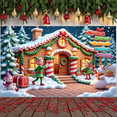 thumbnail image 6 of Gingerbread House Christmas Banner Elf Characters Xmas Backdrop Snowman Figure Gift Boxes Winter Background for Christmas Party Holiday Decoration Xmas Celebration, 6 of 9