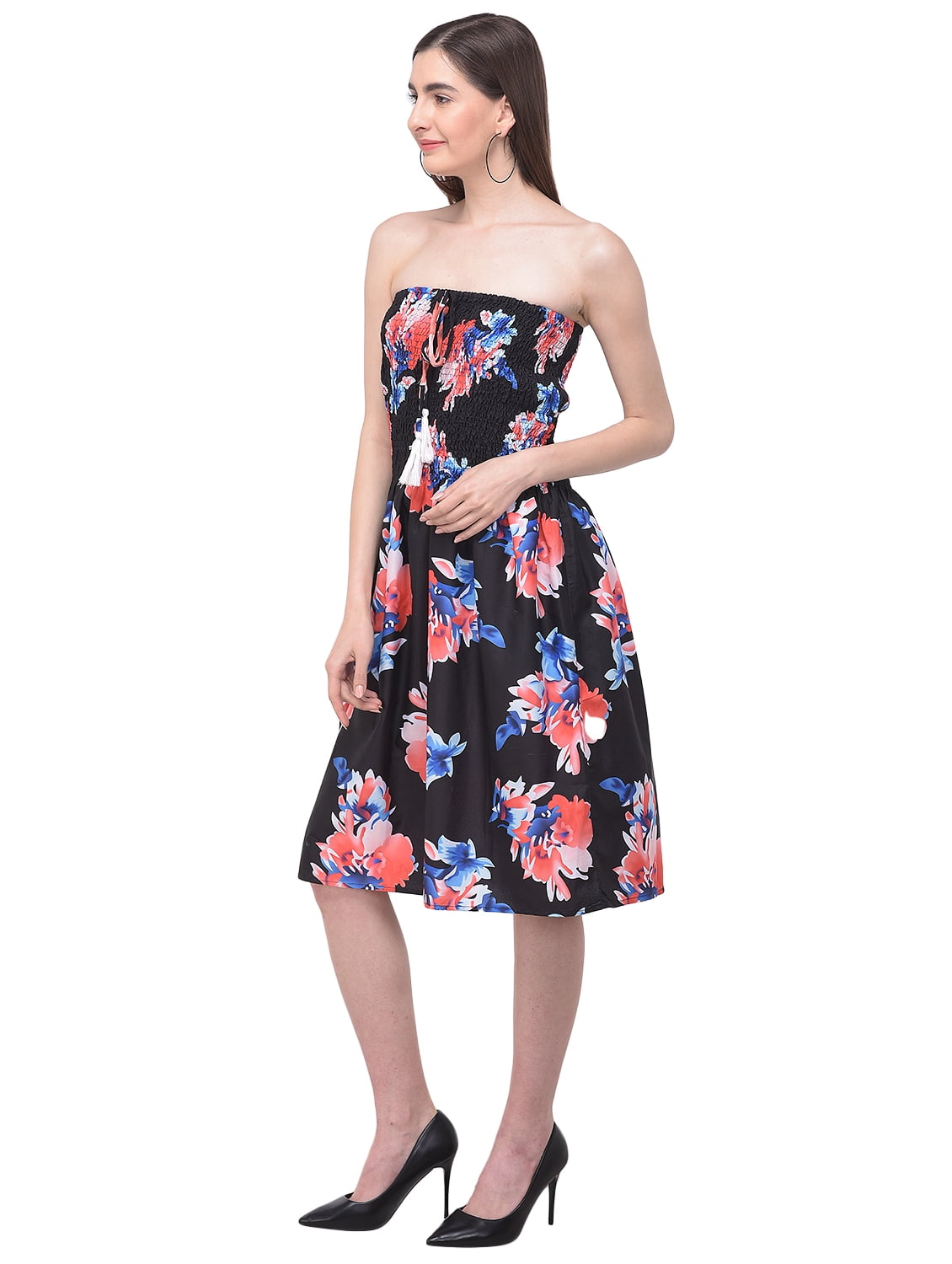 Women’s Tube Dress Strapless Printed Tube Dresses Long Short Polyester