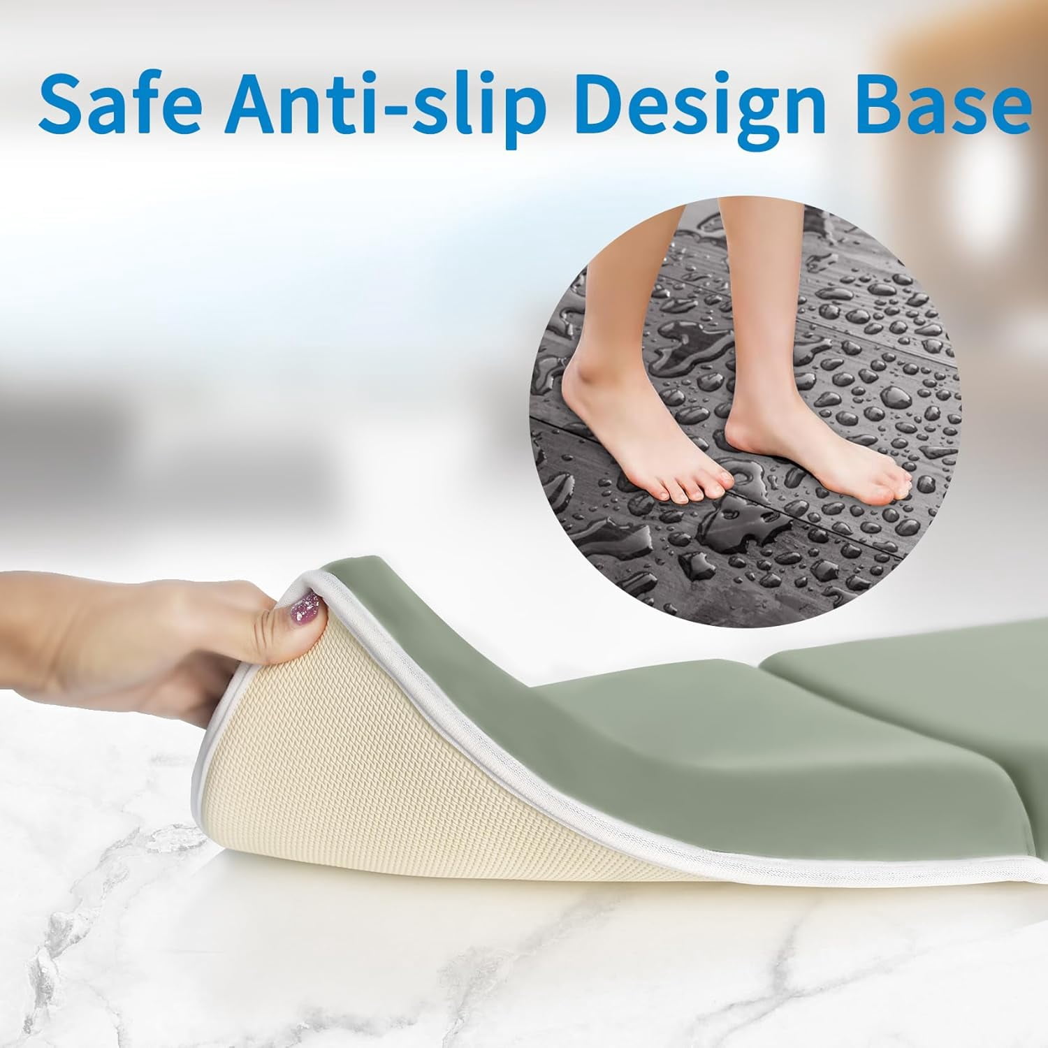 Bath Kneeler with Elbow Rest Pad Set, 1.5 inch Kneeling Pad Mat for Bathtub Baby Bathing Parents, Painless Foam Mat with Toy Organizer Pockets, Non-Slip for Baby and Toddler Bathing