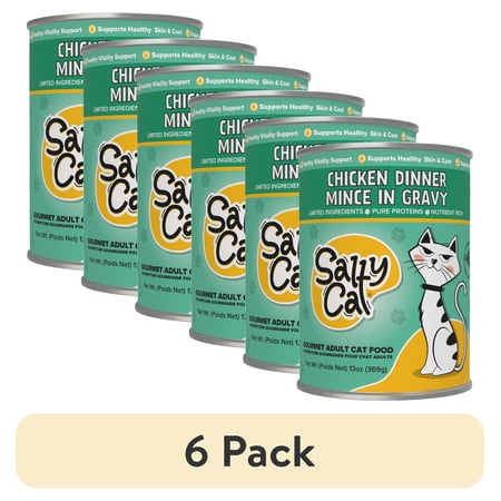 (6 pack) Salty Cat Chicken Dinner Mince in Gravy Wet Cat Food, 13 oz. Can