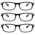 thumbnail image 2 of EYE ZOOM 3 Pack Retro Rectangular Plastic Frame Blue Light Blocking and Anti UV Reading Glasses, Black, +2.00, 2 of 6